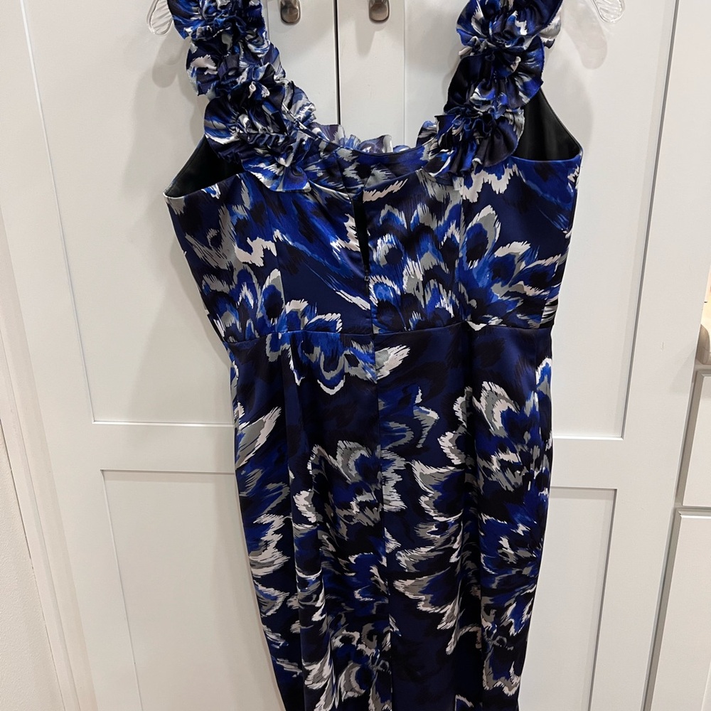 Maggy London Vibrant Blue & Black ruffle dress